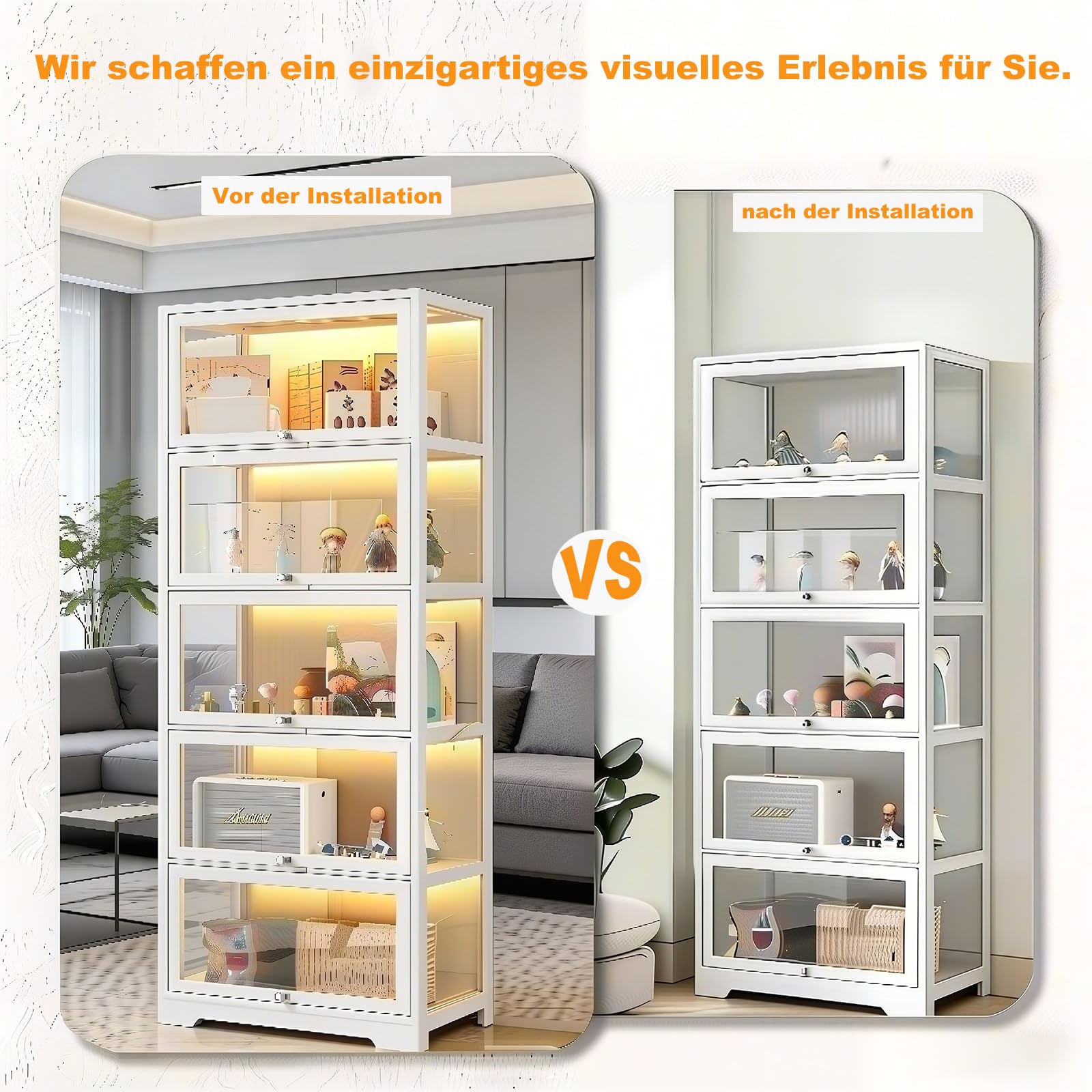 12V COB LED Streifen 6 in 1 Set, 6x1M Warmweiß Dimmbar mit Penetrating Touch & Hand Sweep Dimmschalter für Schrank, Vitrine, Küche, Regal, Akustikpaneele, Weinschrank und Regalbeleuchtung