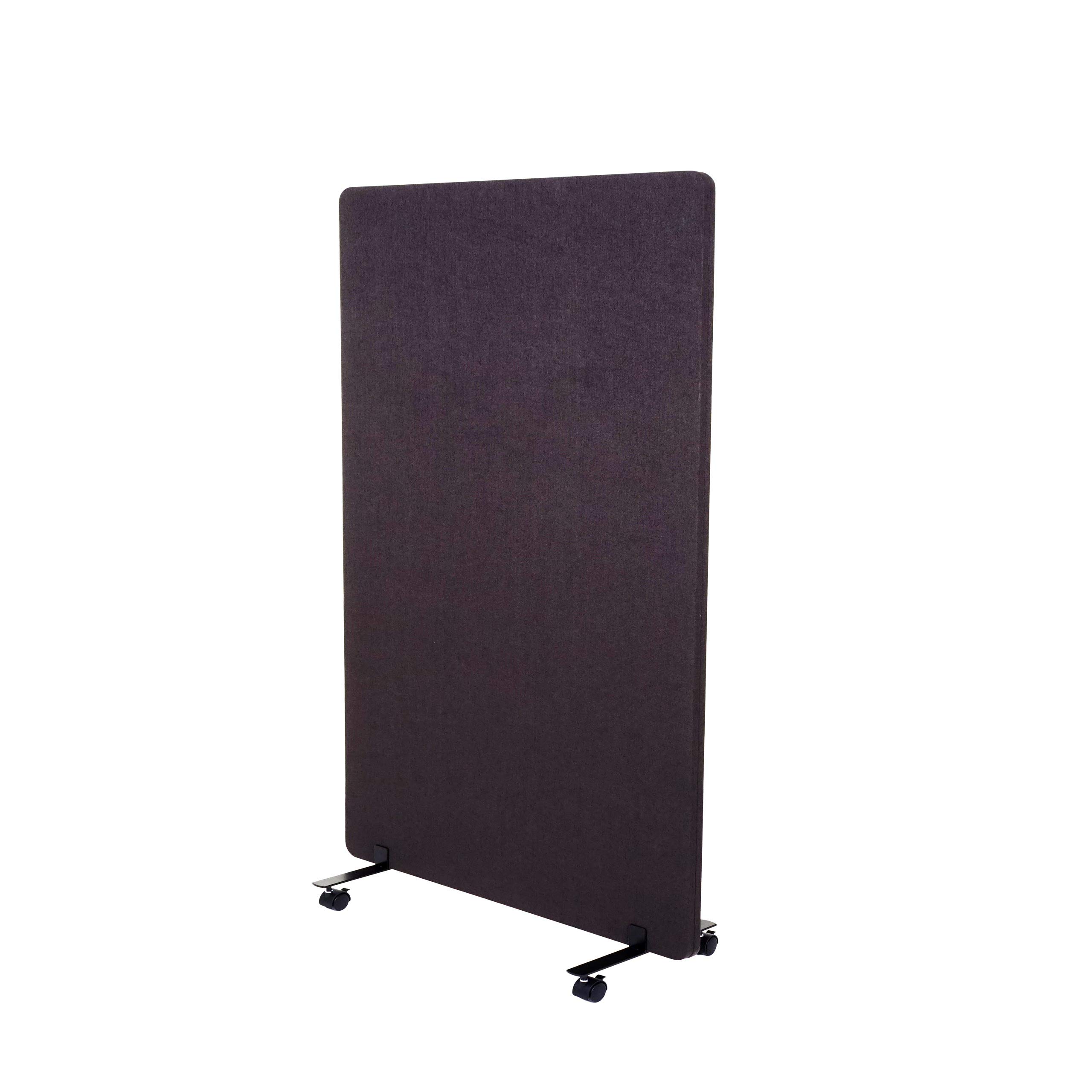 Akustik-Trennwand HWC-G77, Büro-Sichtschutz Raumteiler Pinnwand, doppelwandig rollbar Stoff/Textil - 127x80cm braun-grau