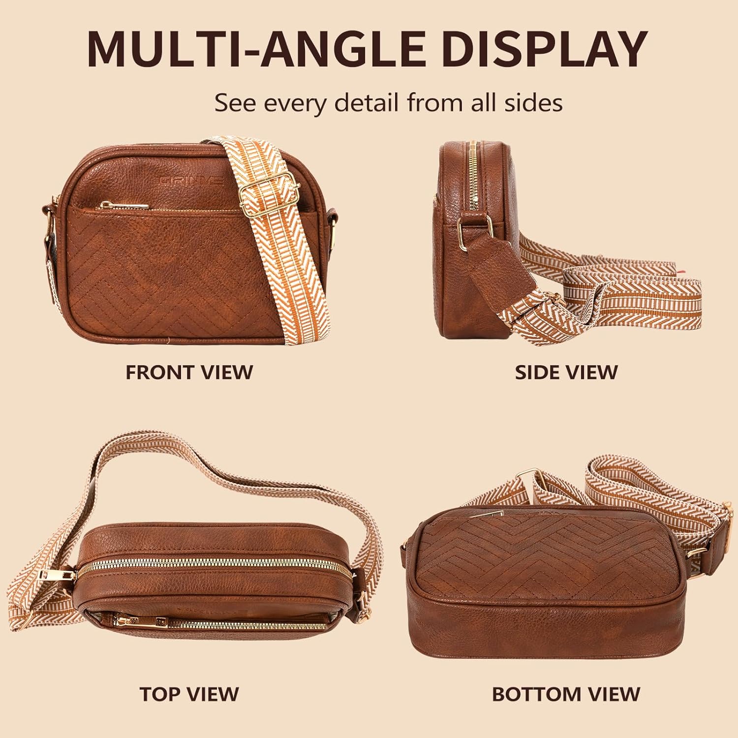 Crossbody Bags for Women – Vegan Leather Purses with Wide Strap, Trendy Small Shoulder Handbag for Everyday Travel - Image 5