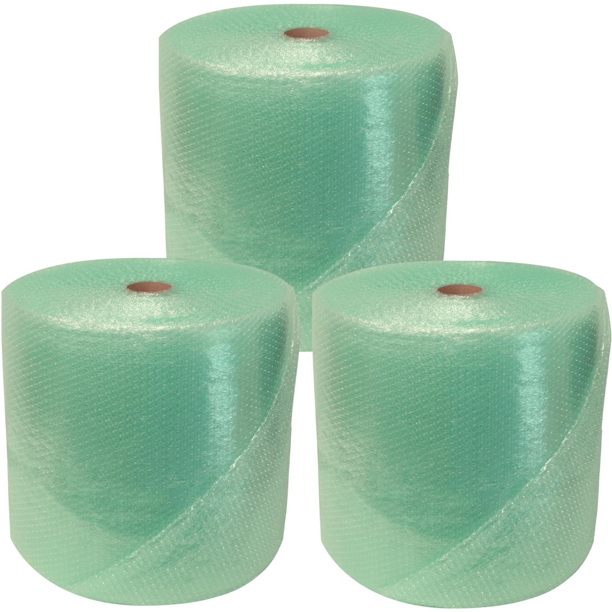 Globe Packaging 3 Rolls of 500mm x 100m Large Green Biodegradable Bubble Wrap Roll with Small Air Bubbles - Cushioning & Protection Packaging for Moving House, Ecommerce and Storage
