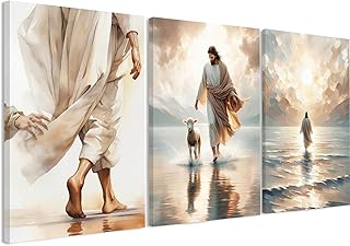 3 Pcs Christian Wall Art Jesus Decor Christ Religion Canvas Wall Decor Jesus Art Pictures Posters Prints Religious Paintings Room Decor for Church Prayer Room Christian Schools Hospitals 12'' x 16''