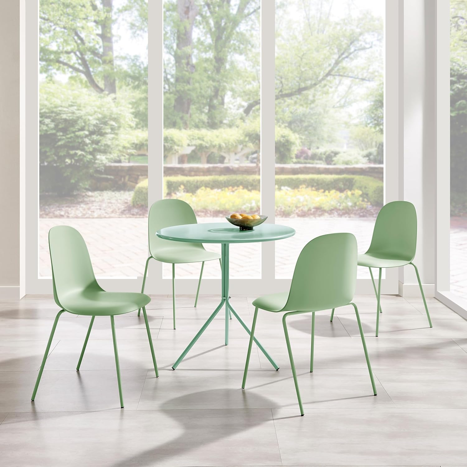Minimalist Design 31.5 Inch Diameter Round Metal Patio Table, Bistro Table, Dining Table, Suitable for Indoor and Outdoor Cafes and Restaurants (Seaglass Green)