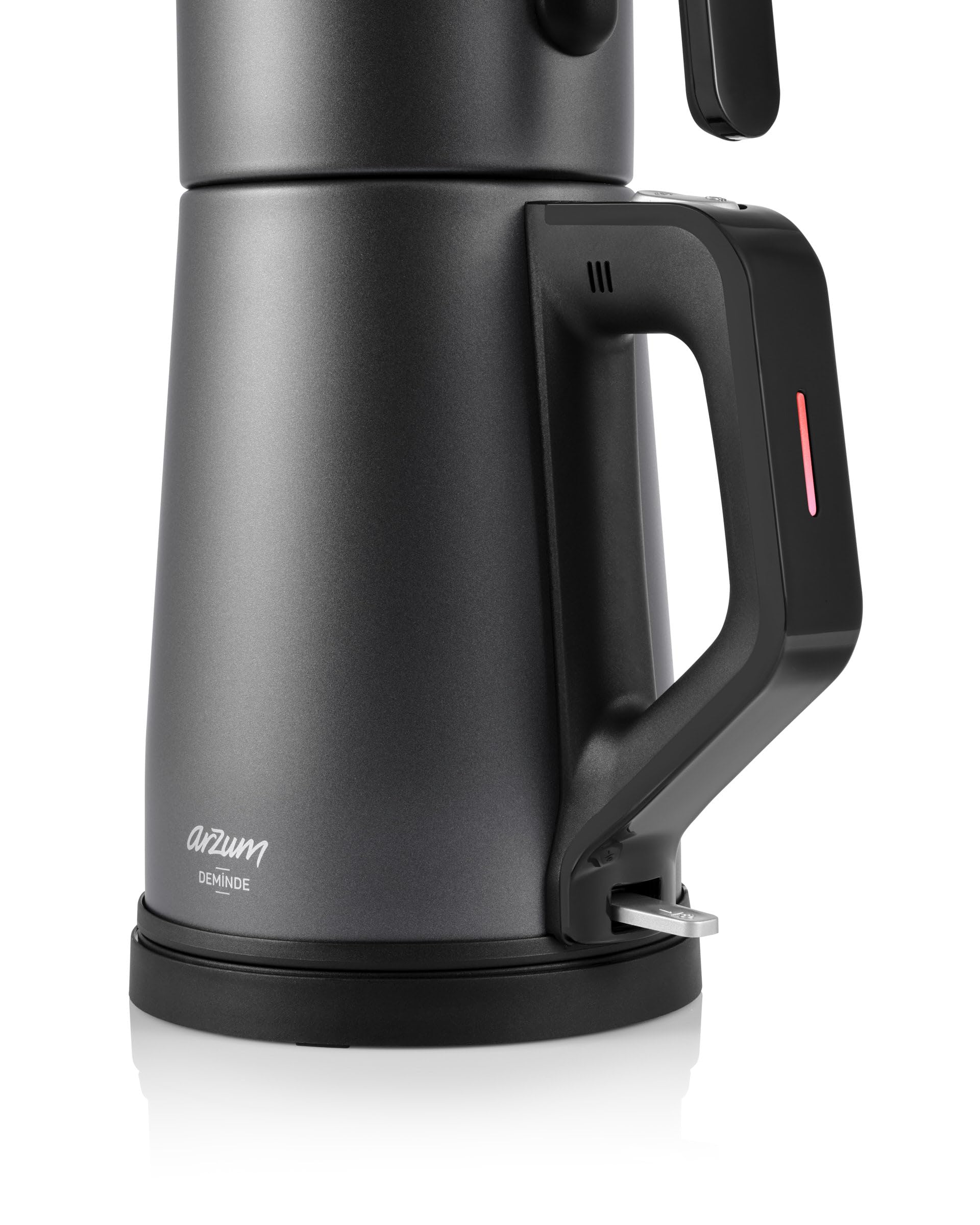 Arzum AR3130 Deminde Teemaschine, Grau, 1800W Elektrischer Teebereiter mit 1,8 Liter Wassertank und 1,2 Liter Glaskanne, Doppelheizsystem und Warmhaltefunktion
