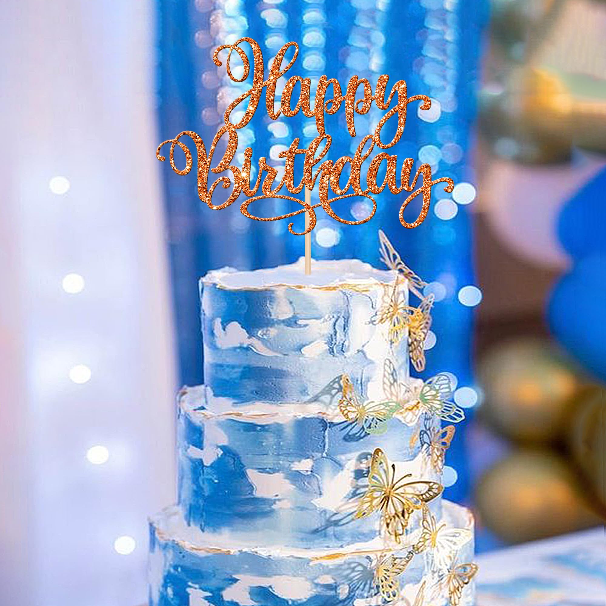 Happy Birthday Cake Topper Glitter – Tortenaufsatz 15x21,5 Cm, Gold, Nicht Essbar