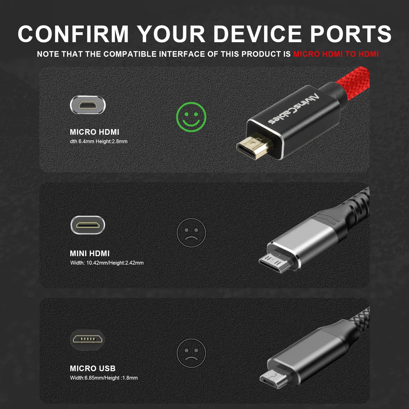Amazon | Alvin's Cables 8K 2.1 Micro-HDMI - フルHDMI 編組