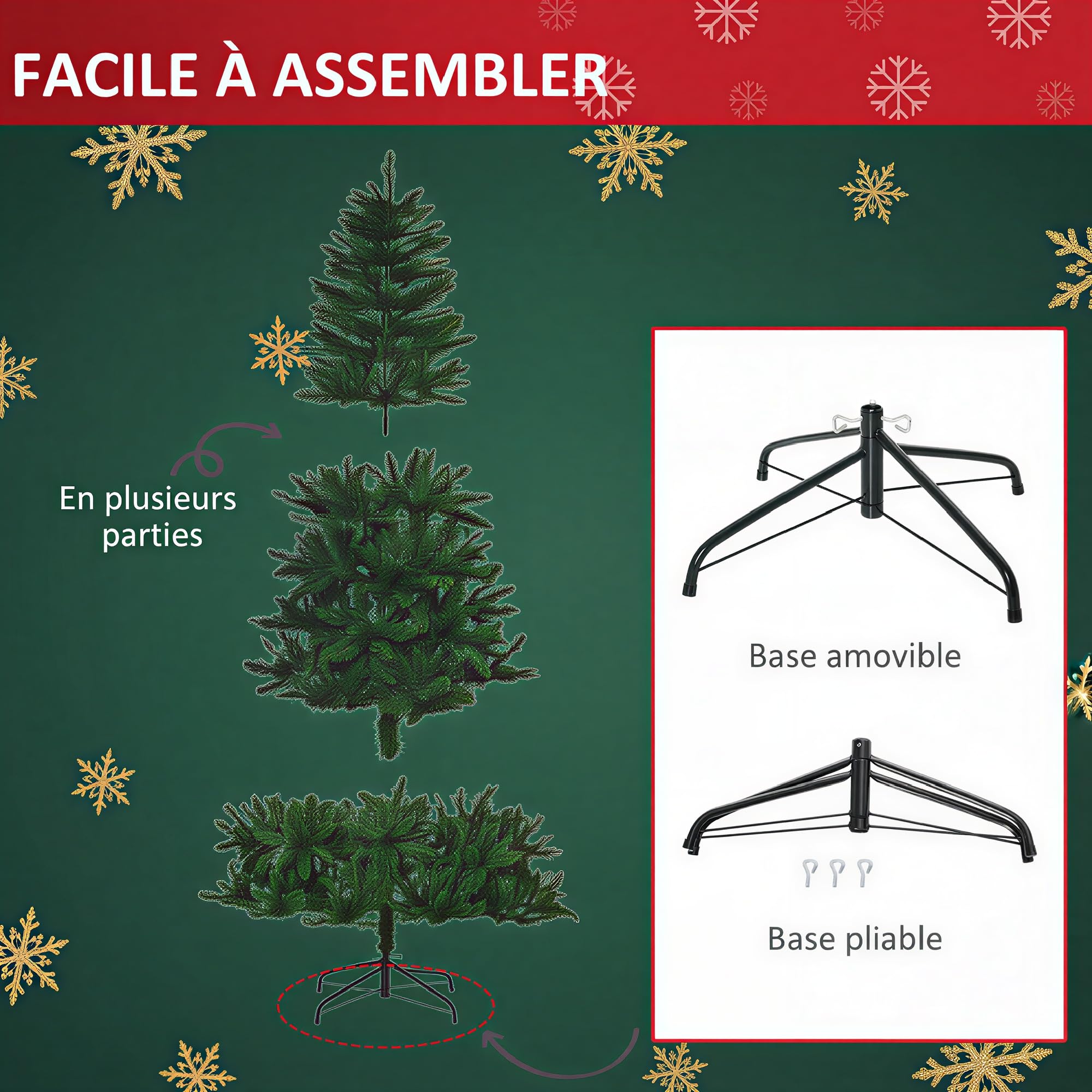 HOMCOM Sapin de Noël Artificiel 240 cm Haut, Imitation Nordmann, Vert