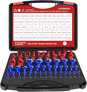 57Pcs Thread Checker, Nut and Bolt Thread Checker 33 Standard and 24 Metric