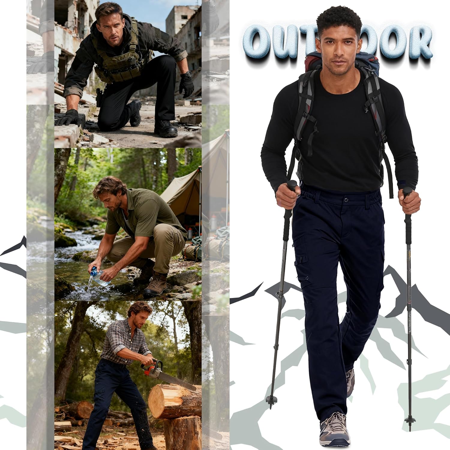 Lzzidou Men's Hiking Cargo Pants – Water Resistant Ripstop Tactical Work Trousers Lightweight Quick Dry Outdoor Gear - Image 7