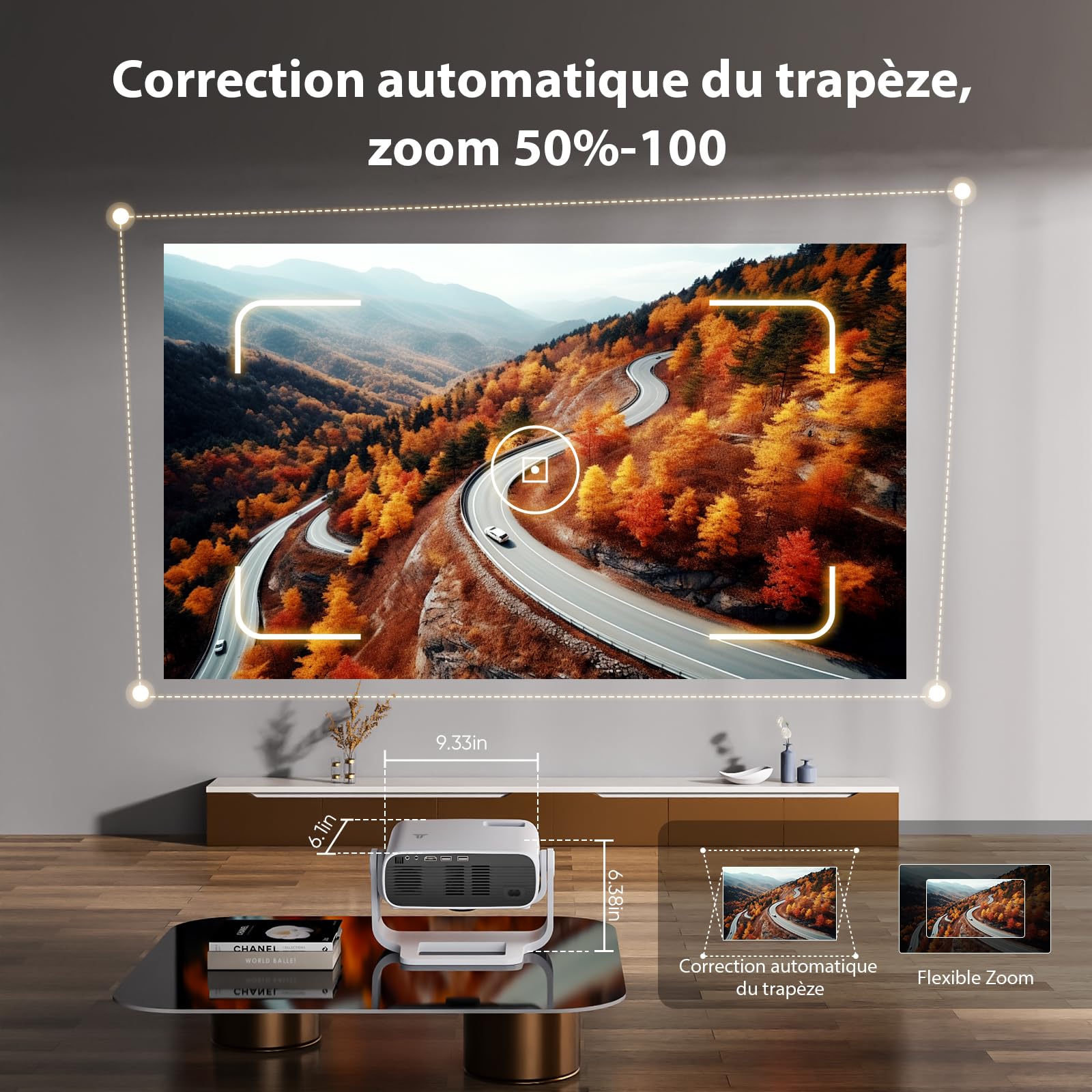 Videoproiettore 2025 con app integrata - Wielio Proiettore portatile Full HD 1080P 650ANSI, Retroproiettore supportato 4K WiFi Bluetooth,Correzione trapezoidale Auto & 4P, compatibile con iOS Android