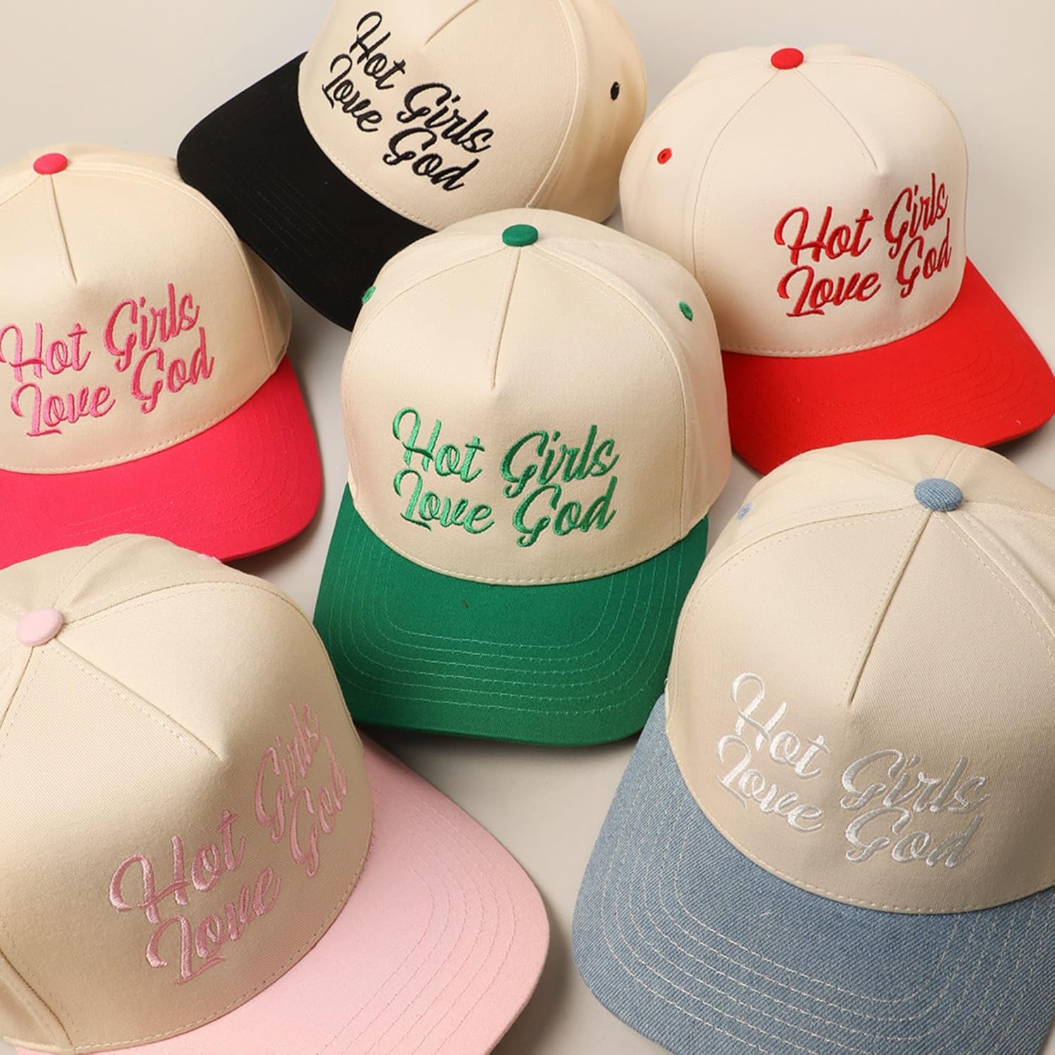 MIRMARU Christian Theme 5 Panel Embroidered Cotton Trucker Hat with Inspirational Faith Sayings for Men and Women