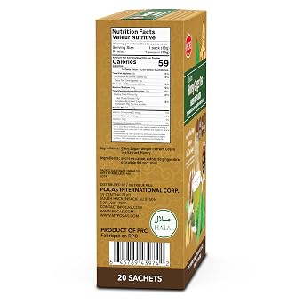 Pocas Honey Ginger Instant Tea Powder, Green Tea Flavor 2-Pack, Real Ginger Extract & Honey, 20 Packets per Box
