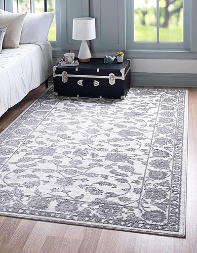 Unique Loom Boston Collection - Alfombra rectangular de 3 pies 3 pulgadas x 5 pies 3 pulgadas, color blanco, gris y marfil