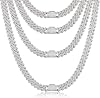 YIMERAIRE Cuban Link Chain for Men Iced Out Silver Gold Miami Cuban Necklace Bling Diamond Cuban Link Chain Women 8MM 6MM 18K Gold Plated Hip Hop Jewelry with Gift Box