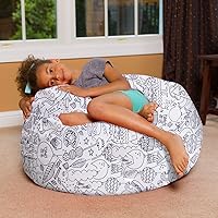 Vista 244 de Posh Creations - Puff para niños, adolescentes y adultos, incluye funda extraíble y lavable a máquina, tamaño grande de 38 pulgadas, lona con diseño