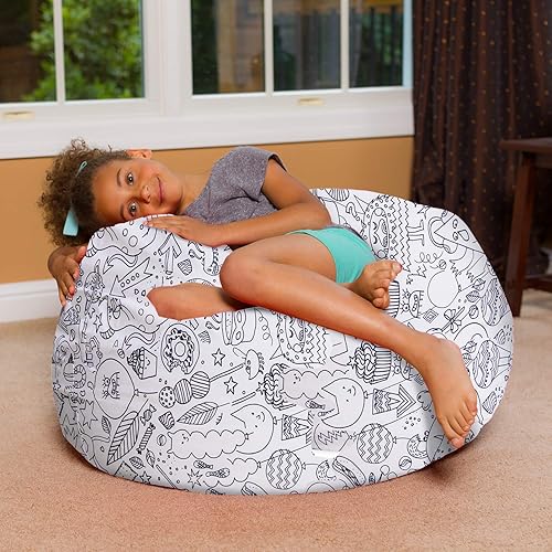 Miniatura 415 de Posh Creations - Sillón puff para niños, adolescentes y adultos, incluye funda extraíble y lavable a máquina, grande de 38 pulgadas, piel de conejo