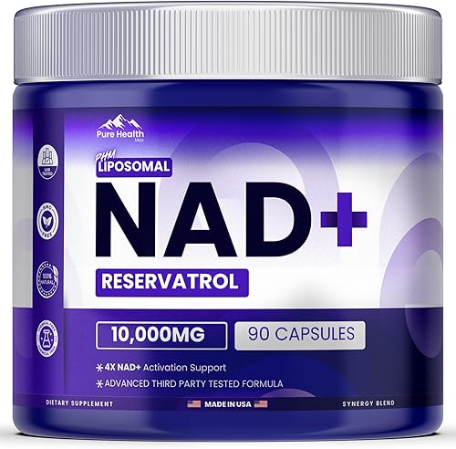 PHM NAD Resveratrol Supplement - 10,000MG Extra Strength  NAD+ Liposomal Supplements for Men and Women  NMN & NMNH Alternative  90 Capsules, 3