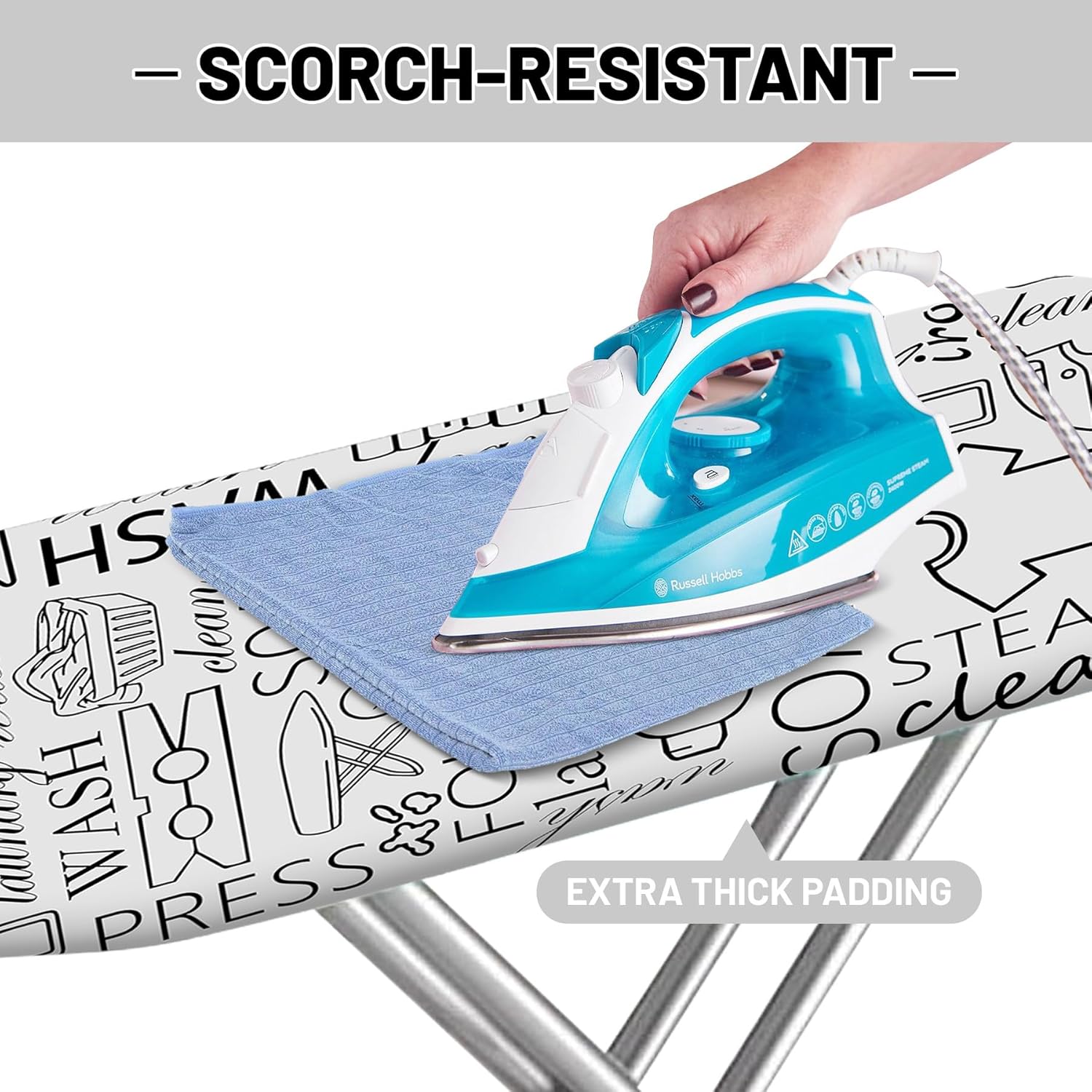 Extra Thick Ironing Board Cover and Pad, 15x54 Ironing Board Cover, Resist Scorching and Staining,Elastic Edges,Art of Life Iron Sew Laundry Wash