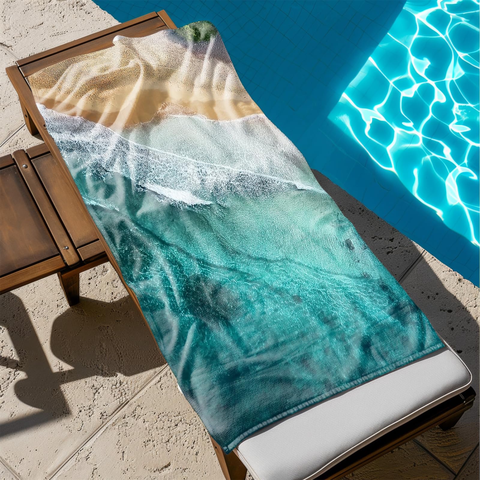 Genérico Toalla Playa 180X100 Gris Verde Mar Grande Toallas de Piscina Grandes Anti Arena Secado Rápido Gimnasio Hombre Mujer Lavable A Máquina Regalo