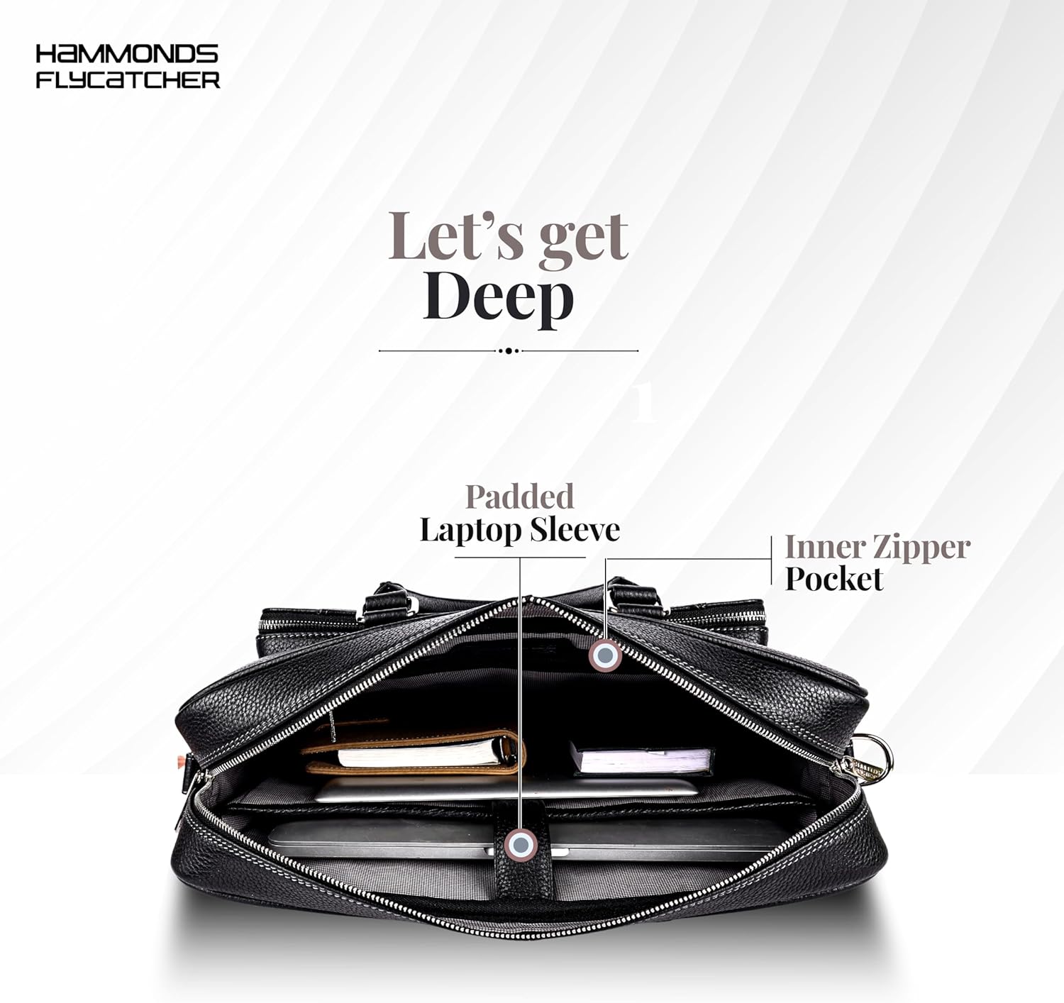 HAMMONDS FLYCATCHER Genuine Leather Laptop Bag for Men, Padded 15.6" Laptop Sleeve, Leather Messenger Bag for Men Briefcases - Image 6