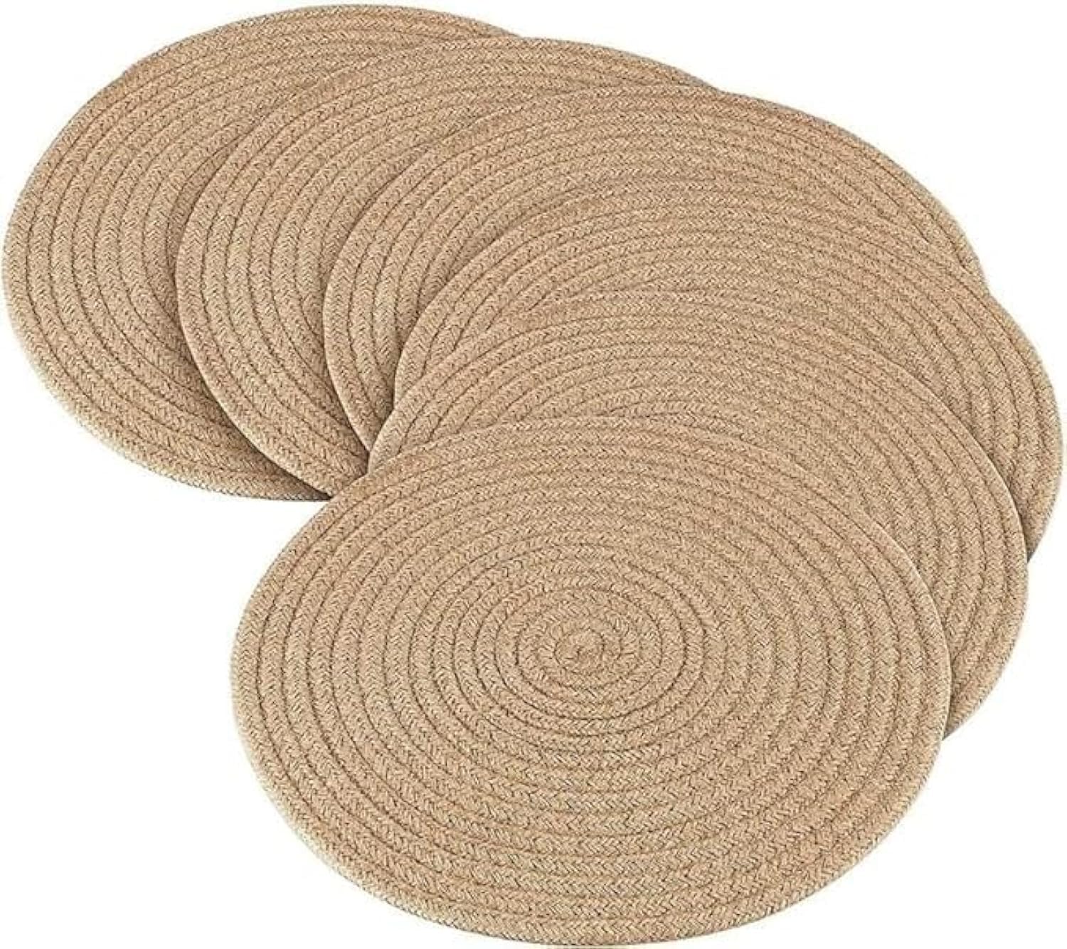 SAMAIR Attractive Natural Reversible Hand Woven Jute Set of 6 Placemat for Bed-Side Table/Center Table/Dining Table/Shelves||25 CM-image-3