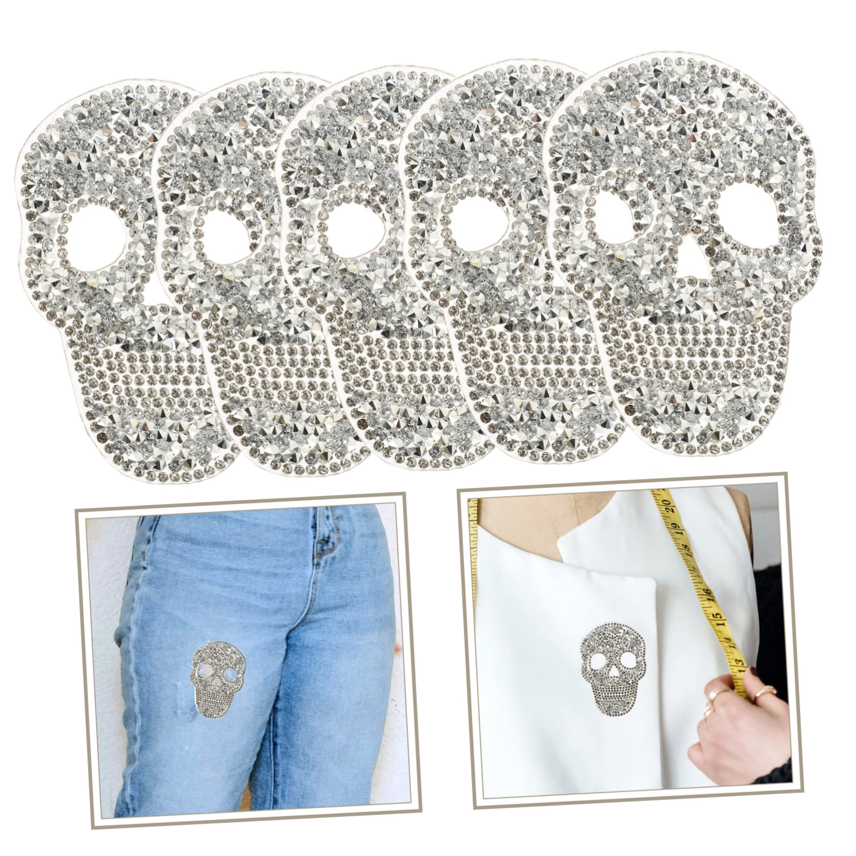 Healifty Lot De 5 écussons Thermocollants En Strass - Motif Tête