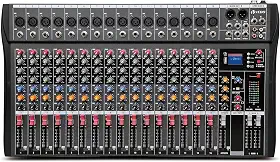 VDA216L Mixer Profissional 16 Canais para Shows ao Vivo, Karaokê - USB/Bluetooth, Efeito de Reverb, Saída de Monitoração, Controle de Som de Estúdio e Palco (Alimentação 110V/220V)