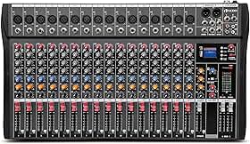 VDA216L Mixer Profissional 16 Canais para Shows ao Vivo, Karaokê - USB/Bluetooth, Efeito de Reverb, Saída de Monitoração, Controle de Som de Estúdio e Palco (Alimentação 110V/220V)