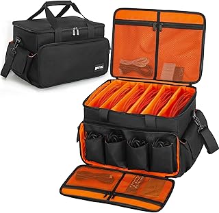 DJ Cable File Bag, Oxford 600D com divisores ajustáveis e dois bolsos separados, 35 x 30 x 25 cm, bolsa de viagem resistente para equipamentos profissionais de DJ, instrumentos musicais e acessórios Global Recycled Standard Global Recycled Standard Global Recycled Standard