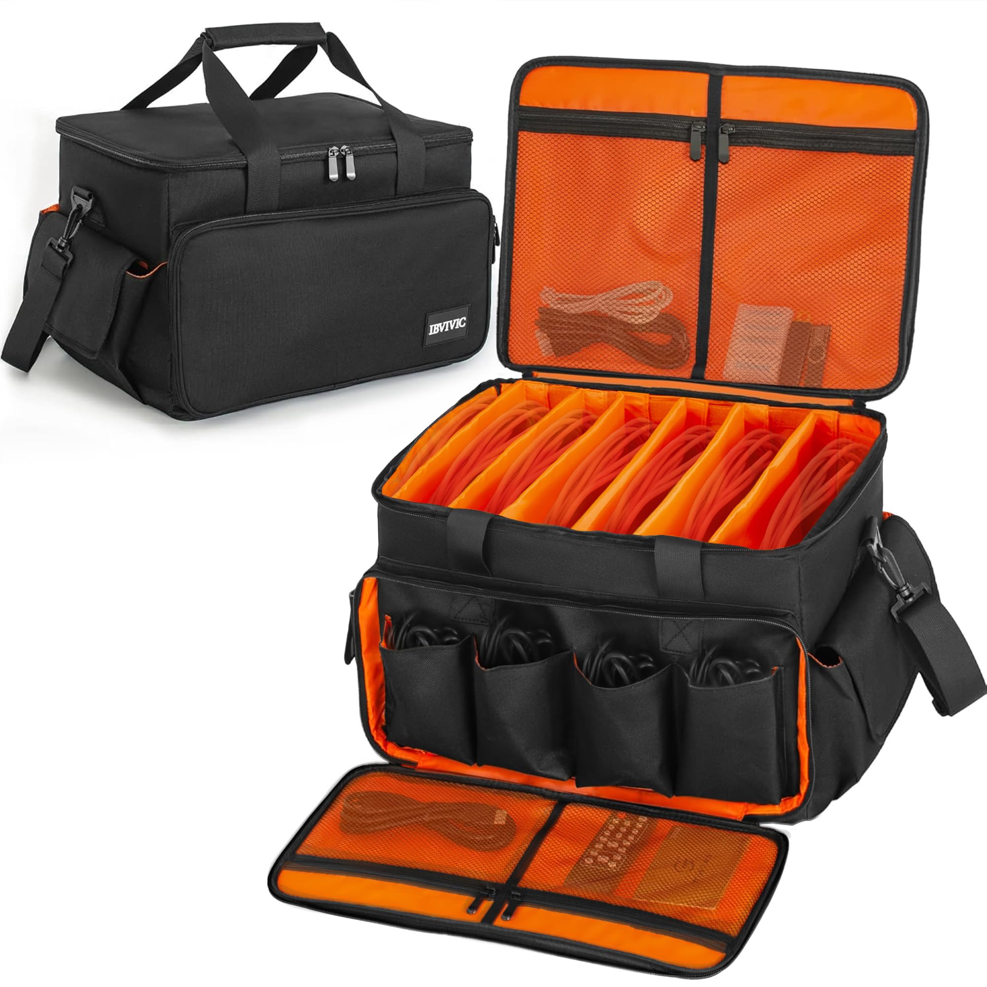 OUUTMEE Bolsa para DJ, Bolsa de Archivos de Cables para DJ, con divisores Ajustables y Dos Bolsillos Separados, 35 x 25 x 30 cm, para Equipo de DJ Profesional, Bolsa de Cables, Instrumentos Musicales