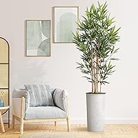 Vista 11 de Árbol artificial en macetero con efecto de mármol blanco, Ficus Lyrata falso de seda para decoración del hogar en interiores y exteriores, altura