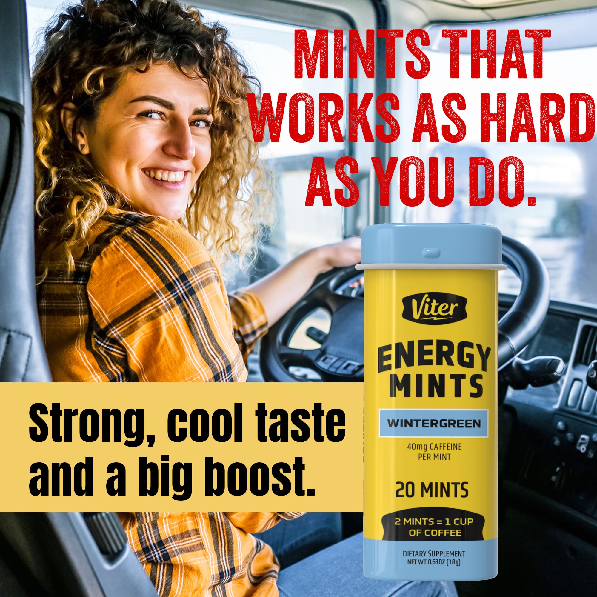 Viter Energy Caffeine Mints 40mg, Sugar Free, Wintergreen, 20ct, 6 Pack — Amazon image 9