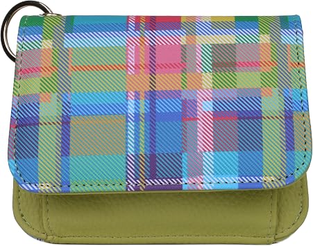 Julia Buxton Madras PMU Vegan Leather Mini Flap Card Case