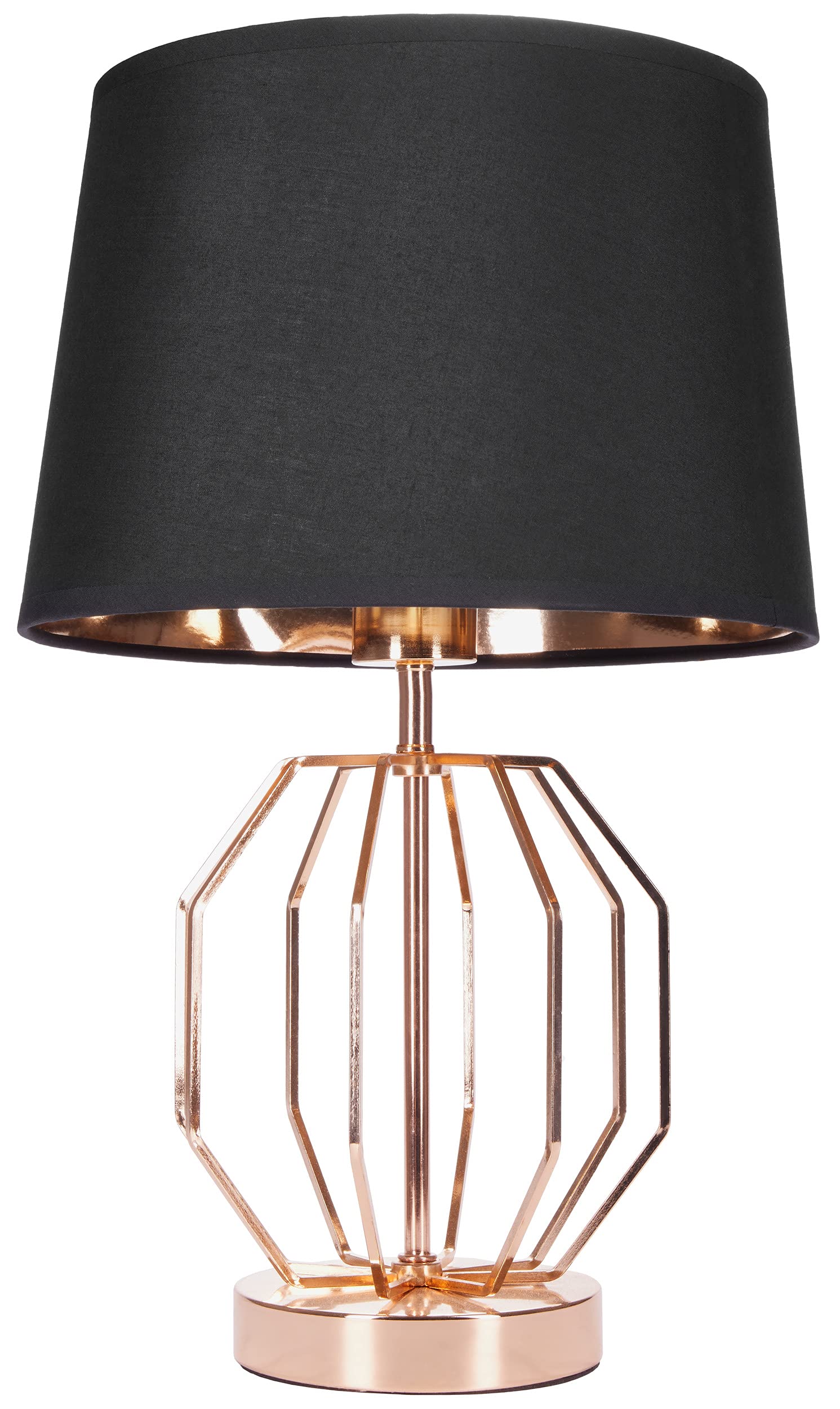 BRUBAKER 2er Set Tisch- oder Nachttischlampen Vintage Gitter Muster - Moderne Tischleuchten mit Metallfuß - 45 cm Höhe, Gold Schwarz