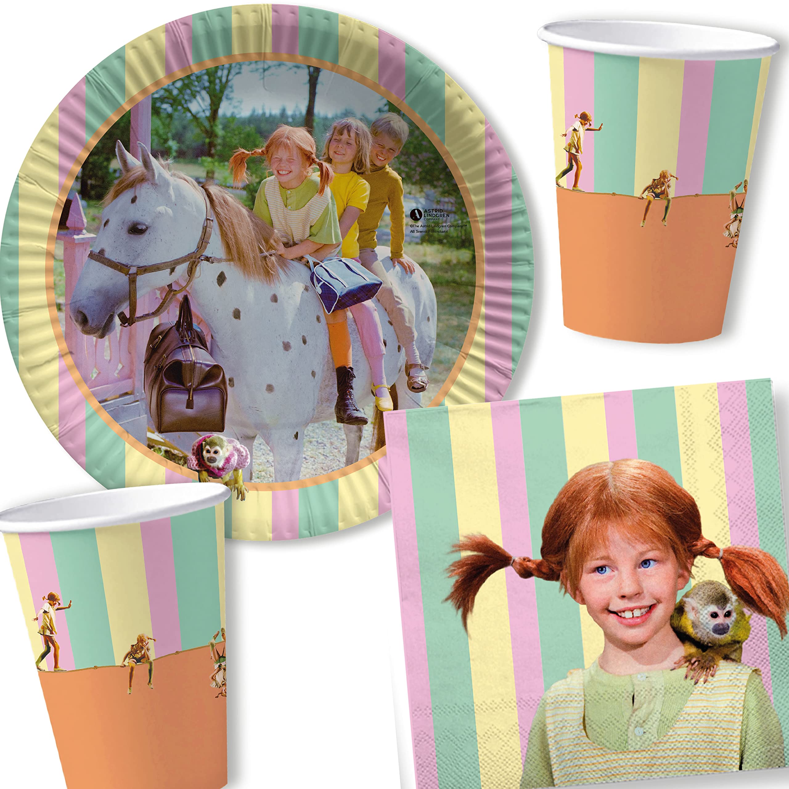 Pippi talerz do pończoch 8 sztuk // urodziny dziecka Pippi długie pończochy // akcesoria imprezowe Pippi
