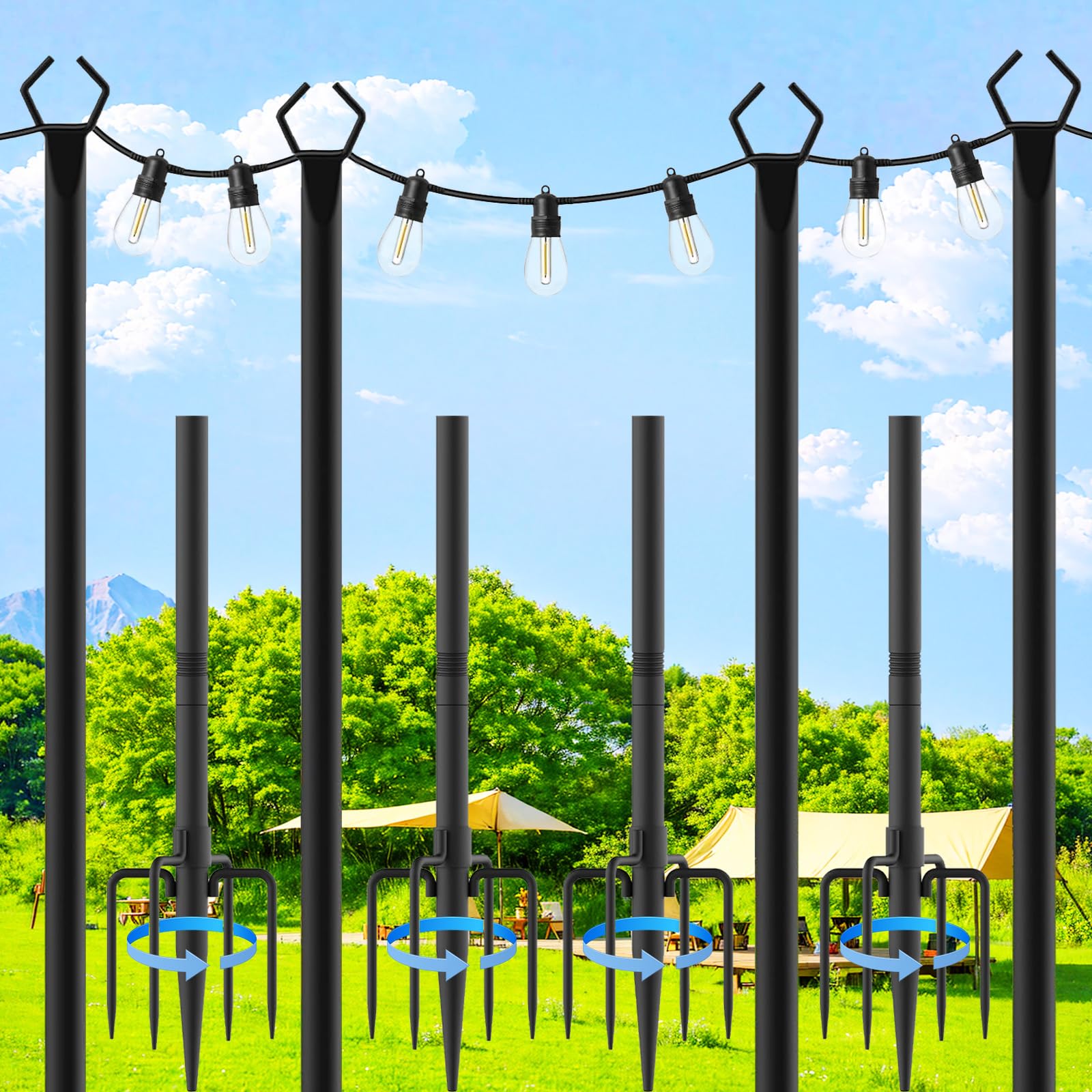 Gancho De Pastor, 4PCS 300CM Ganchos De Pie En Exteriores Para Casa De Pájaros Varilla De Montaje De Jardín Para Iluminación Decoración De Bodas Gancho De Pastor De Jardín Para Uso En Exteriores