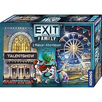 Kosmos 685379 Exit® – Il Gioco Family, Due Avventure indovinose Backstage Boys + Mercato annuale al Buio, Gioco per la Famiglia, Exit Game Famiglia e Bambini a Partire dagli 8 Anni in su
