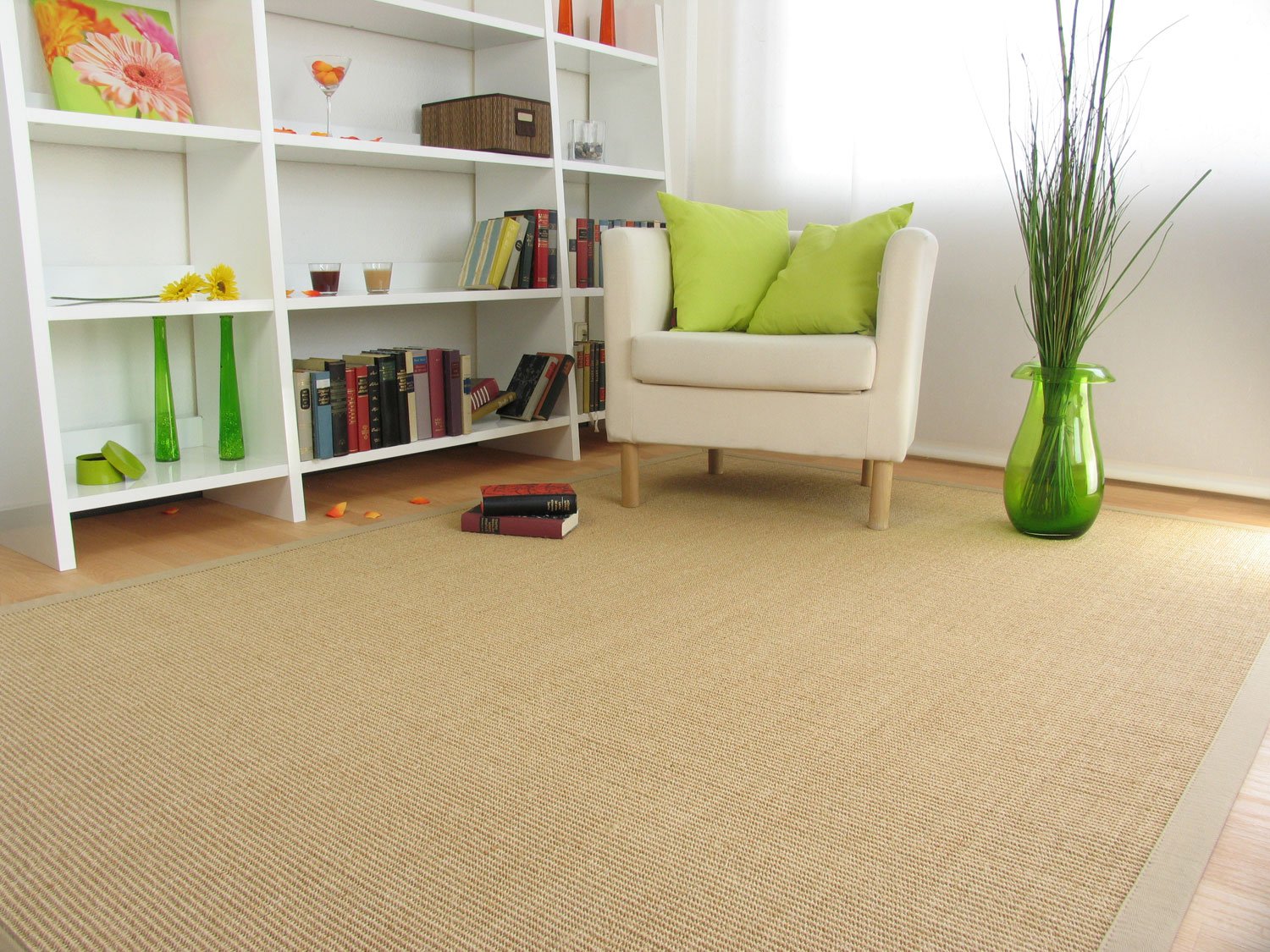 Astra Sisal Teppich Manaus mit Bordüre Farbe Chablis beige 100% Sisal - 18 Größen, Größe: 140x200 cm