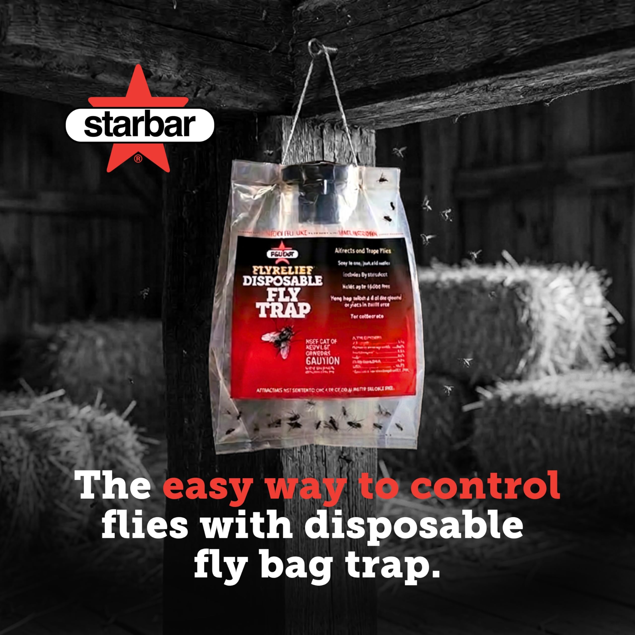 Starbar FlyRelief - Bolsa desechable para Trampa de Moscas, Paquete de 4, Control de Moscas para Exteriores con atrayente Probado, Solo Tienes Que añadir Agua, Trampa para Moscas de Alta Capacidad