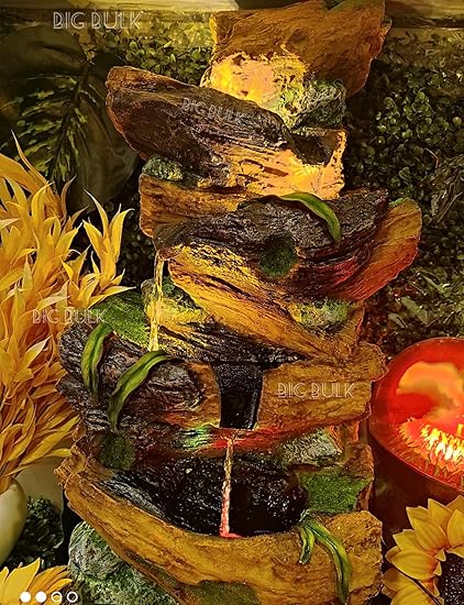 Big Bulk Fountain Fiber Fountain with Led Lights for Home Decor Office Decoration Gifting Garden Fountain Indoor Fountain Outdoor Fountain (Fountain 5)