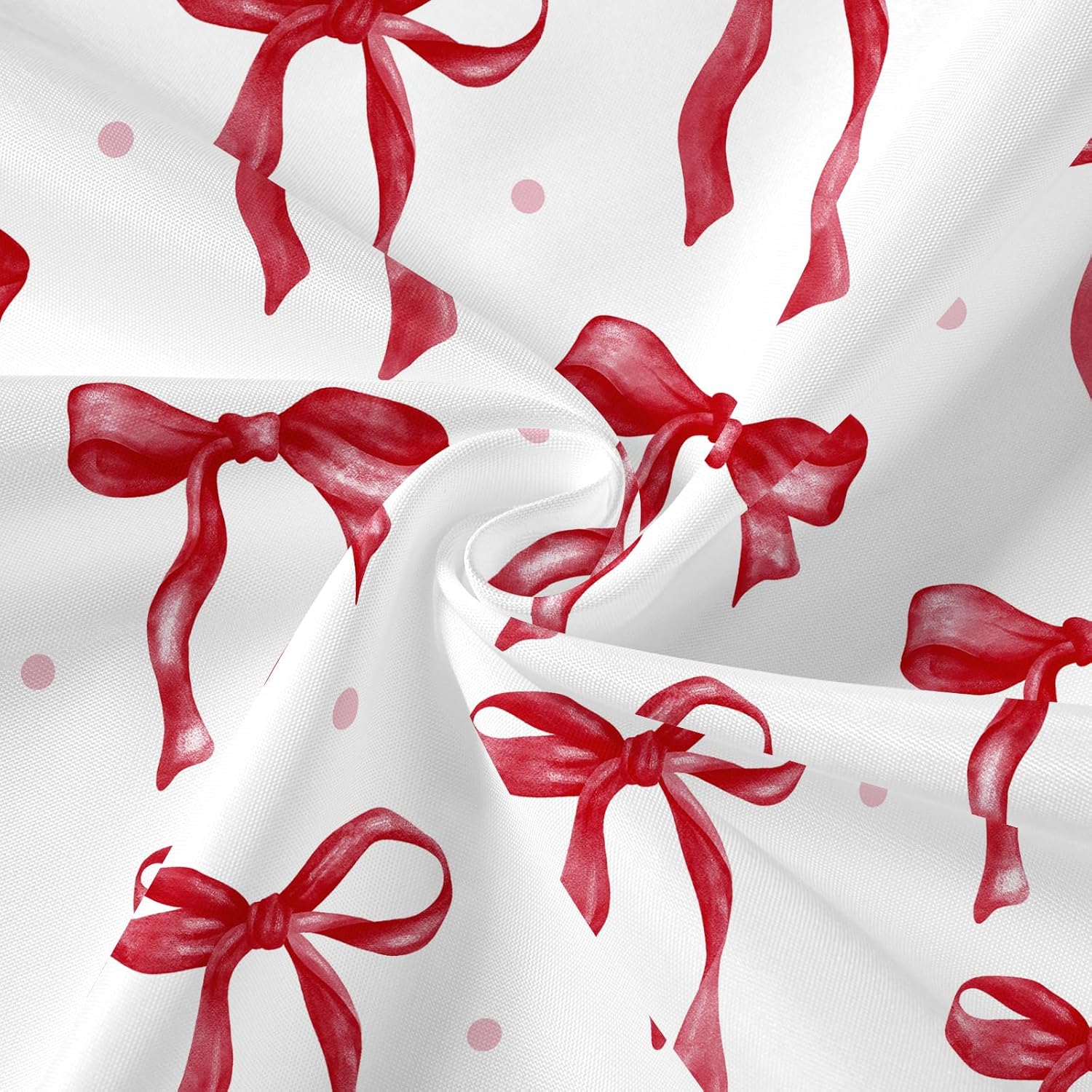 Extra Long Shower Curtain 72 x 84, Cute Bow Fabric Shower Curtain for Decorative Bathroom, Burgundy Aesthetic Bowknot Waterproof Shower Curtain Set