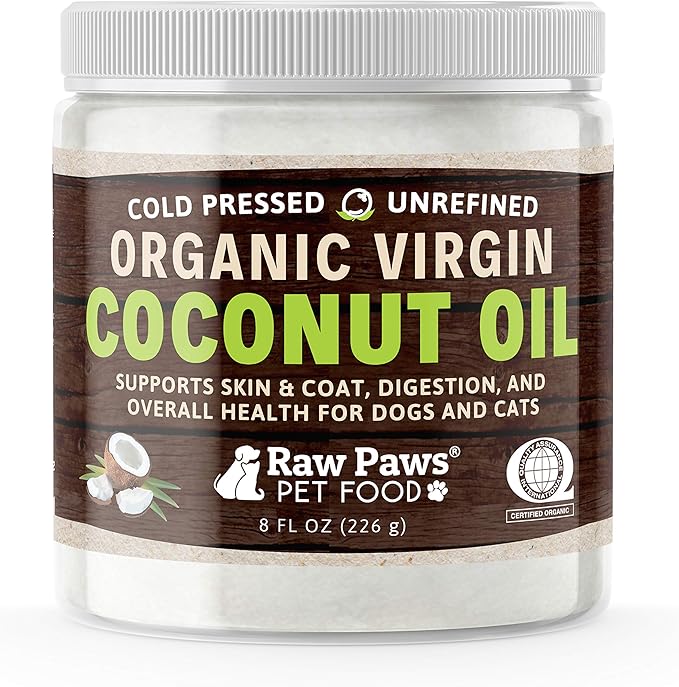 Raw Paws Organic Virgin Coconut Oil for Dogs & Cats, 8oz