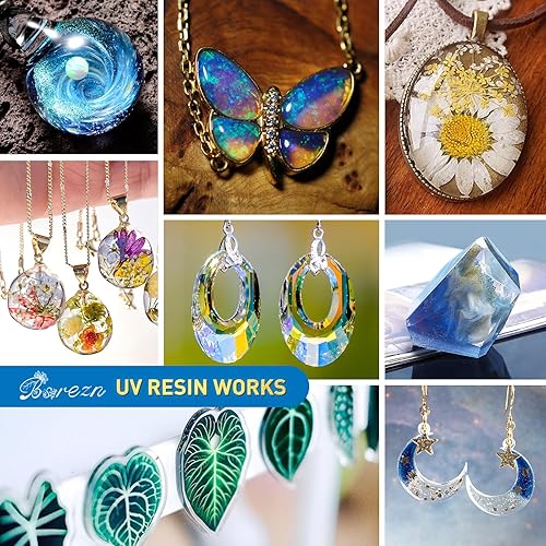 Miniatura 7 de Bsrezn Resina UV dura de 17.64 oz, kit de resina epoxi de curado UV transparente premezclado, pegamento activado solar transparente para fabricación