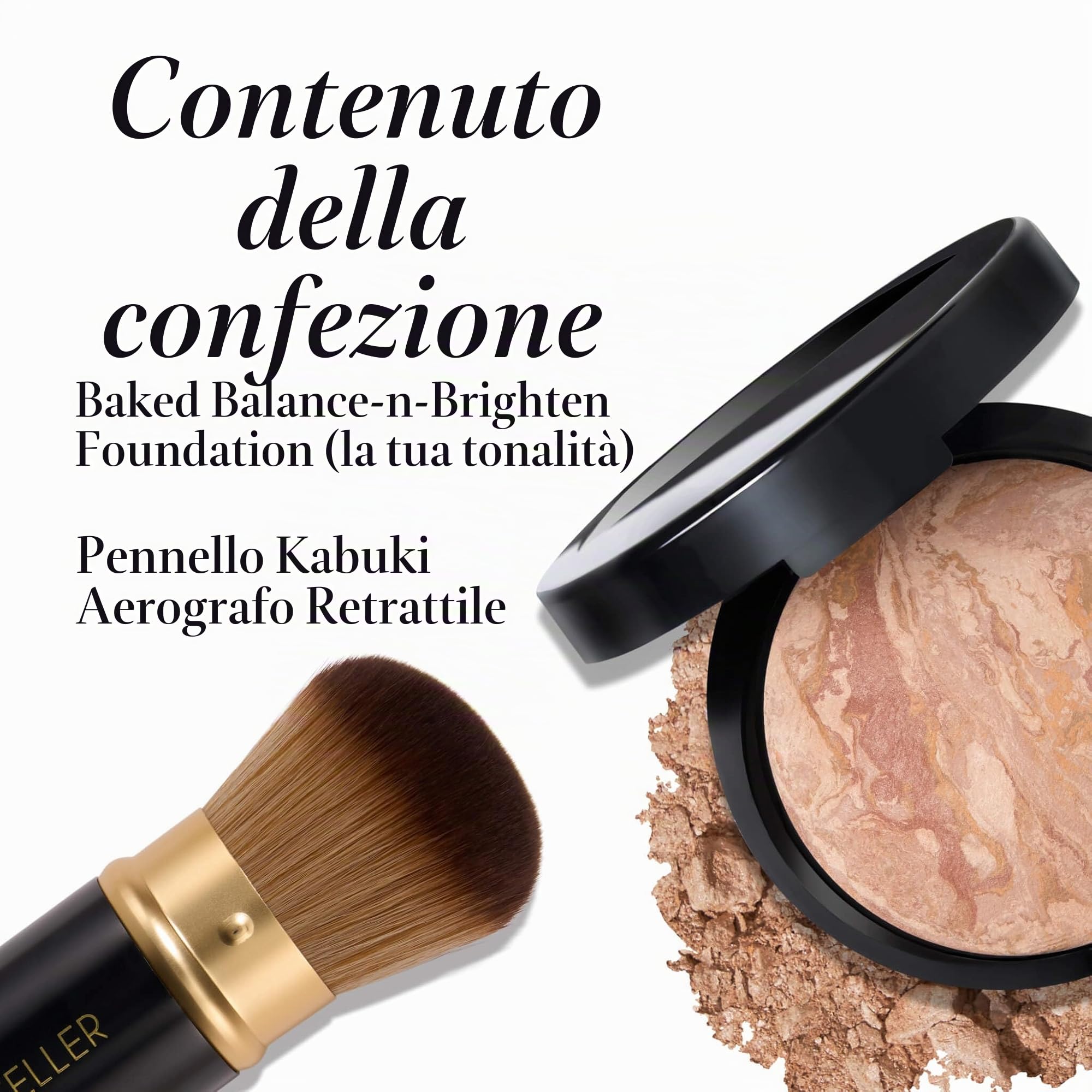 LAURA GELLER NEW YORK Baked Balance-n-Brighten Foundation con pennello Kabuki leggero, 59 mm