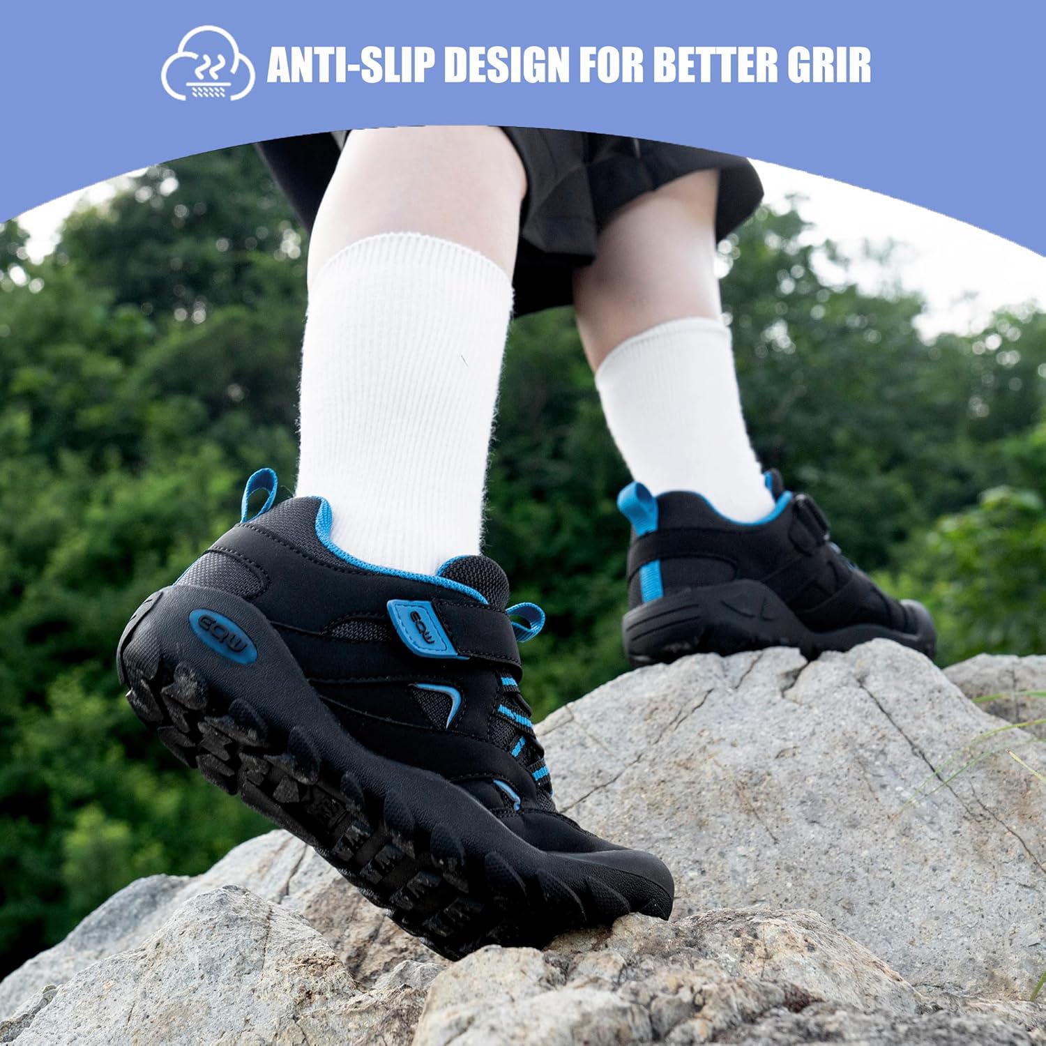 EQW Kids Waterproof Hiking Shoes for Boys & Girls Wide Toe-Box Hike Trekking Trails Shoes