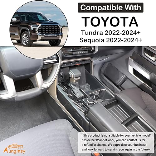 Vista 142 de Aunginsy Cubierta de panel de palanca de cambios de control central, compatible con Toyota Tundra/Sequoia 2022-2024, consola de palanca de cambios