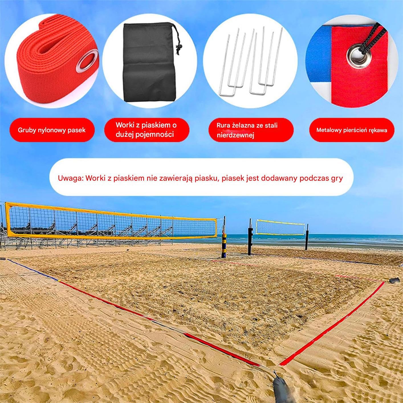 Linie Do Siatkówki Linie Do Gry W Siatkówkę Plażową Na Boisko | Składane Akcesoria Treningowe Do Sportu Park Plaża Ogród Boisko Gry