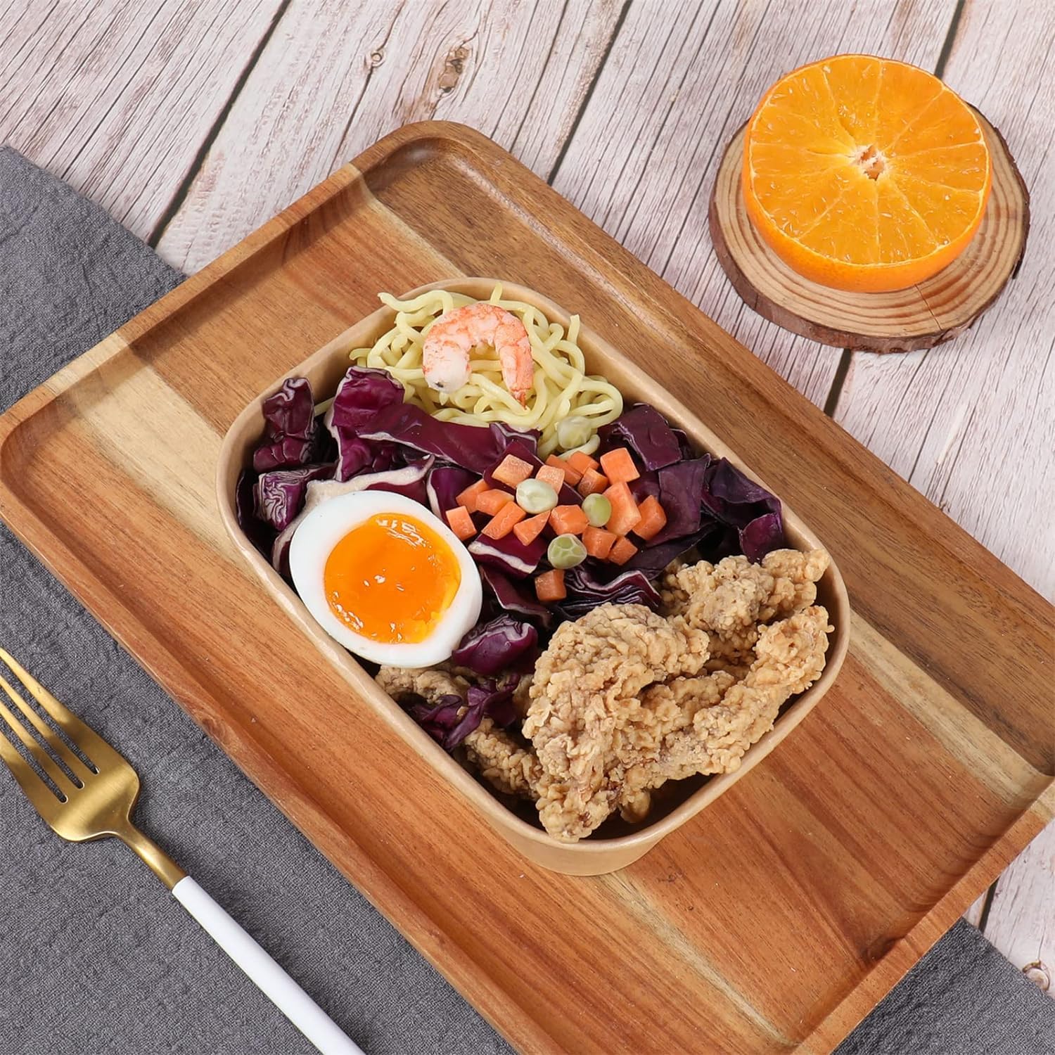 300 cuencos para ensalada para llevar, color marrón, cuadrados, 650 ml, 17,3 x 12 x 5,1 cm, vasos de delicatessen reciclables, cuencos de cartón kraft