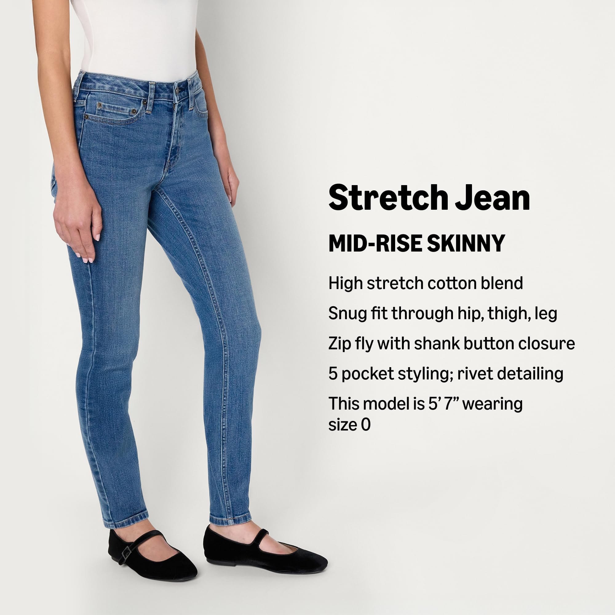 Amazon Essentials Womens Versatile High Stretch Mid-Rise Skinny Jeans