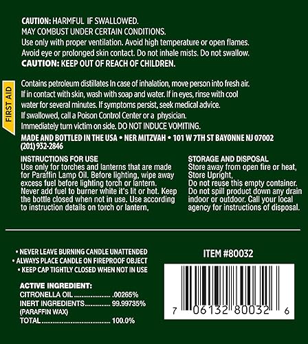 Miniatura 8 de Ner Mitzvah Aceite de lámpara perfumada de citronela, 32 onzas, sin humo e inodoro, repelente de insectos y mosquitos, aceite de parafina