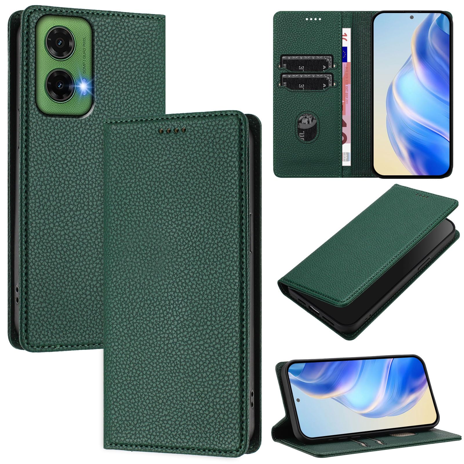 XINYEXIN Custodia Portafoglio Per Motorola Moto E13 - Pelle PU Con Blocco RFID, Slot Carte E Cavalletto, Nero